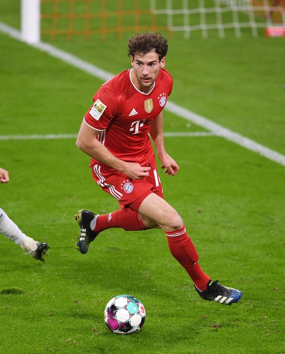 Fussball 1. Bundesliga Saison 20/21: FC Bayern Muenchen - Bayer 04 Leverkusen Fussball 1. Bundesliga Saison 2020/2021 30. Spieltag FC Bayern Muenchen - Bayer 04 Leverkusen 20.04.2021 Leon Goretzka FC  ...