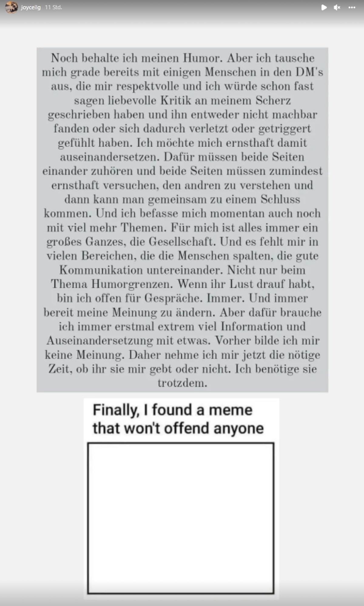 Joyce Ilg kündigt eine Auszeit an.