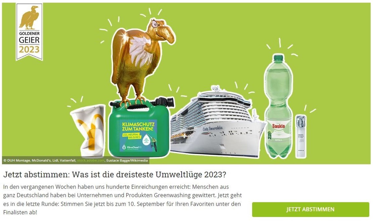 Die Abstimmung um die dreisteste Umwelt-Lüge des Jahres läuft.