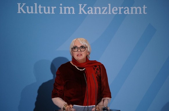 BERLIN, GERMANY - MARCH 28: German State Culture Minister Claudia Roth speaks on the occasion of an evening Culture in the Chancellery on March 28, 2022 in Berlin, Germany. (Photo by Clemens Bilan - P ...