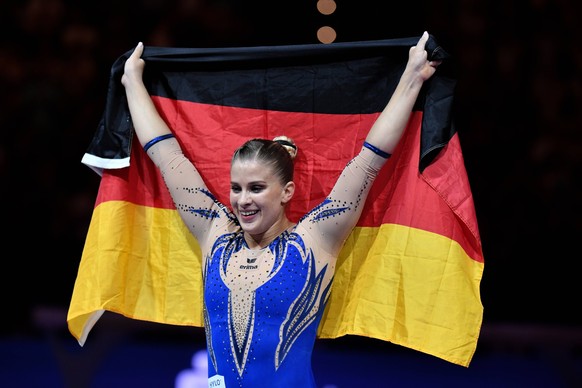 Elisabeth Seitz gewinnt Gold am Stufenbarren beim Geräteturnen der Munich European Championships 22 am 14.08.2022 München Olympiahalle Bayern Deutschland *** Elisabeth Seitz wins gold on uneven bars i ...