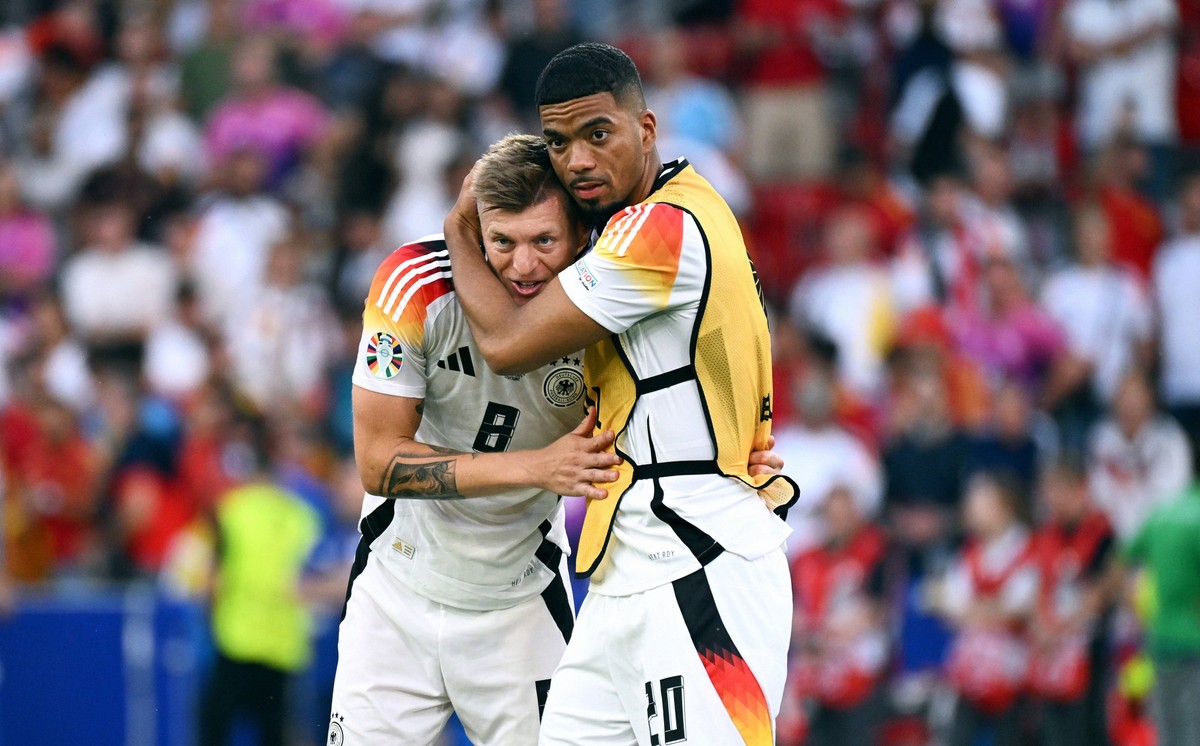 Fussball, Europameisterschaft, EURO 2024, Viertelfinale, MHP-Arena Stuttgart: Spanien Deutschland 2:1 n.V. Toni Kroos GER entt