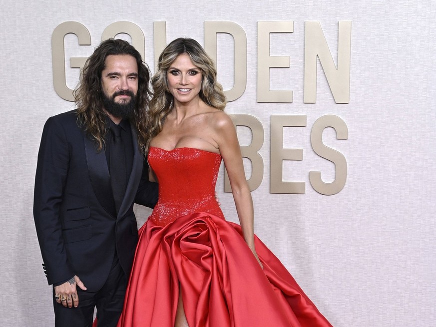 Tom Kaulitz mit Ehefrau Heidi Klum bei der Verleihung der 81. Golden Globe Awards im Beverly Hilton Hotel. Beverly Hills, 07.01.2024 *** Tom Kaulitz with wife Heidi Klum at the 81 Golden Globe Awards  ...