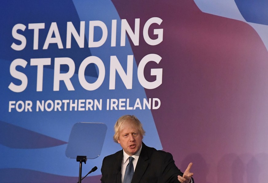 Conservative MP Boris Johnson speaks at the Democratic Unionist Party (DUP) annual party conference in Belfast, Northern Ireland November 24, 2018. REUTERS/Clodagh Kilcoyne