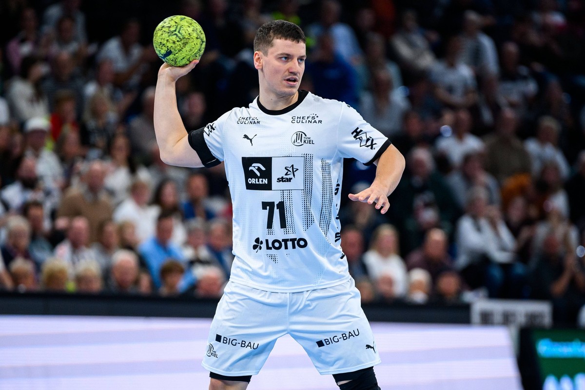 Kiel: HBL - 24/25 - THW Kiel - SG BBM Bietigheim Elias Ellefsen a Skipagotu THW Kiel Kiel Wunderino Arena Schleswig-Hollstein Deutschland *** Kiel HBL 24 25 THW Kiel SG BBM Bietigheim Elias Ellefsen a ...