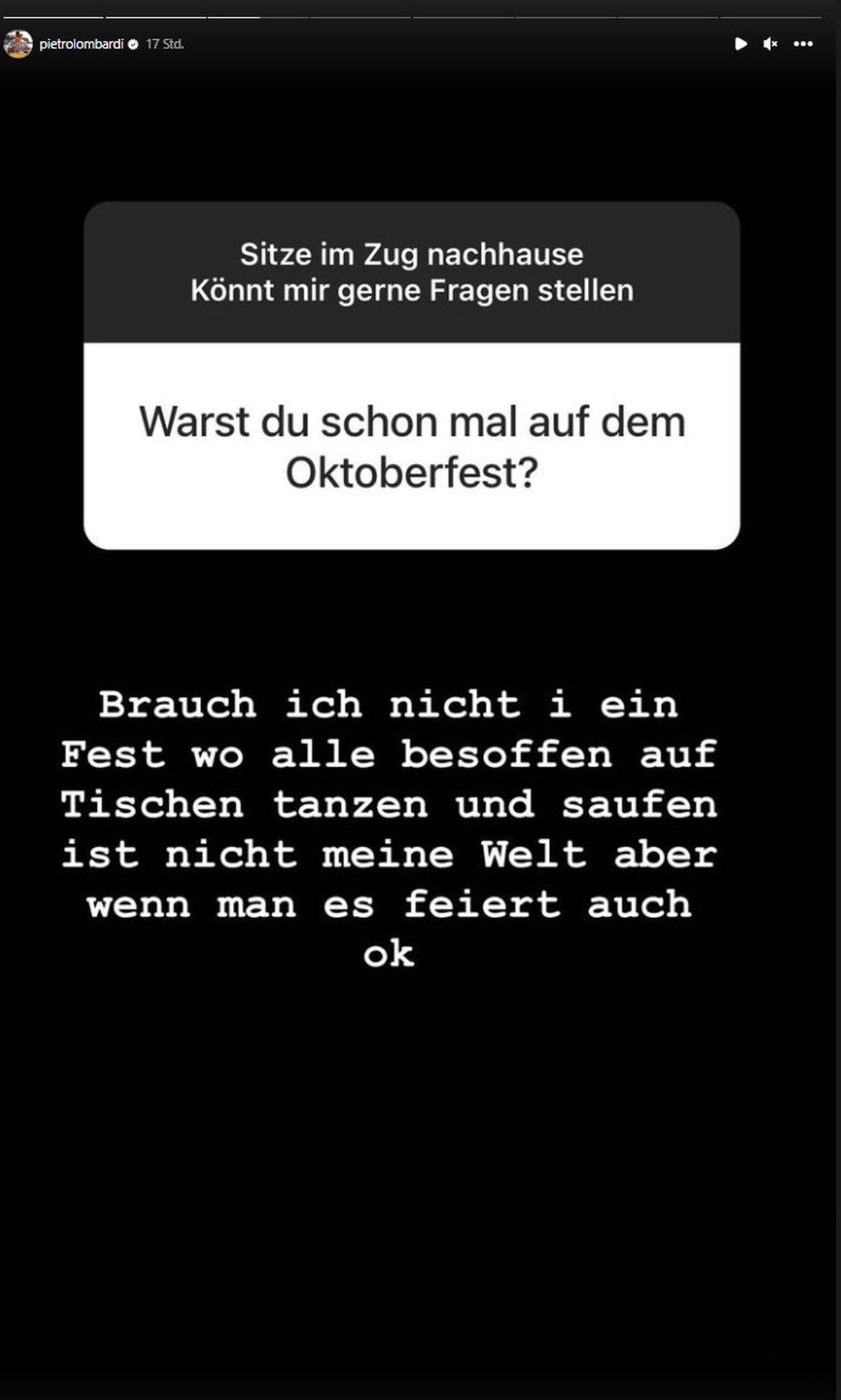 Pietro Lombardi hat eine klare Meinung zum Oktoberfest.