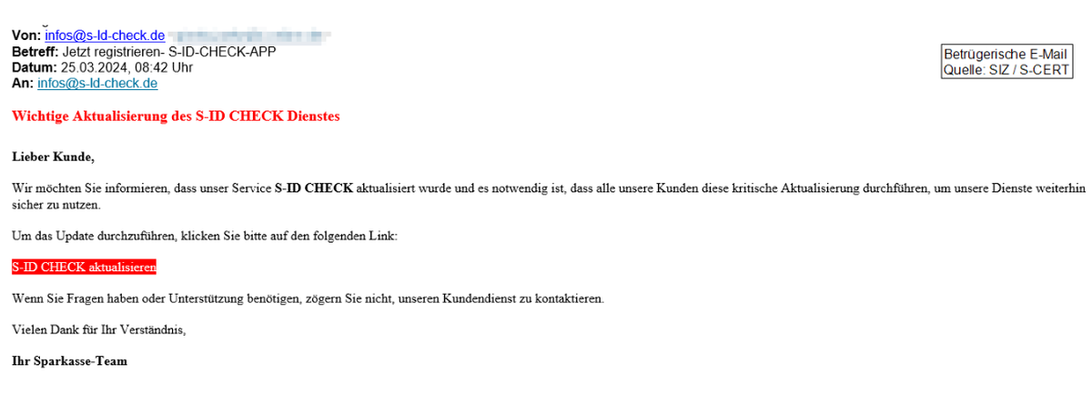 Hacker:innen legen ein angeblich notwendiges Update der Sparkassen-App nahe.