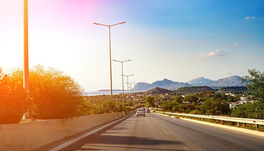 Highway on the island of Rhodes in Greece. Model Released Property Released xkwx summer travel rhodes road greece highway island sky nature landscape asphalt europe street way mediterranean outdoor ae ...