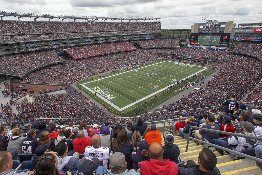 FILE - This is a general view of Gillette Stadium during an NFL football game between the Houston Texans and New England Patriots, Sunday, Sept. 9, 2018, in Foxborough, Mass. There are 23 venues biddi ...