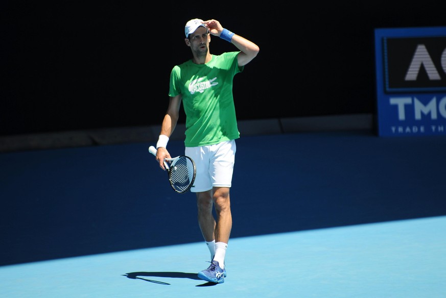 MELBOURNE, AUSTRALIA - JANUARY 13: Serbian tennis player Novak Djokovic continue his training at Rod Laver Arena in Melbourne, Australia on January 13, 2022. It remains unclear whether Novak Djokovic  ...