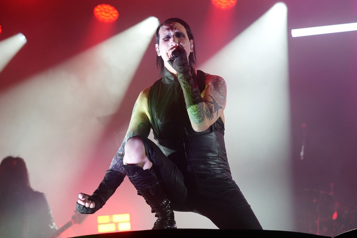 Marilyn Manson performs at the Byline Bank Aragon Ballroom on Saturday, Aug. 17, 2024, in Chicago. (Photo by Rob Grabowski/Invision/AP)