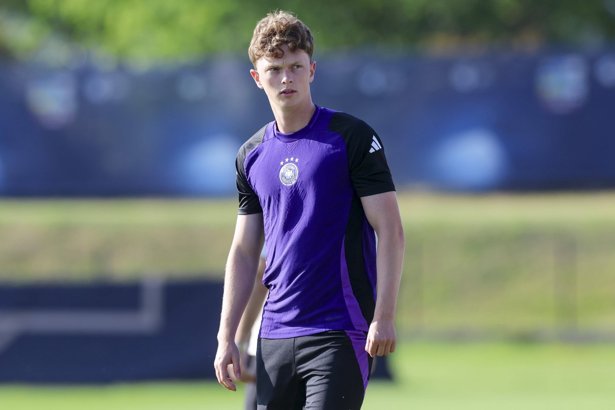 Paul Wanner Germany schaut, UEFA European Under-21 Championship 2025, Training Germany 17.06.2025, Sportplatz SC Slovan Modra am 17. June 2025 in Modra, Slowakei. Foto von Marco Steinbrenner/DeFodi Im ...