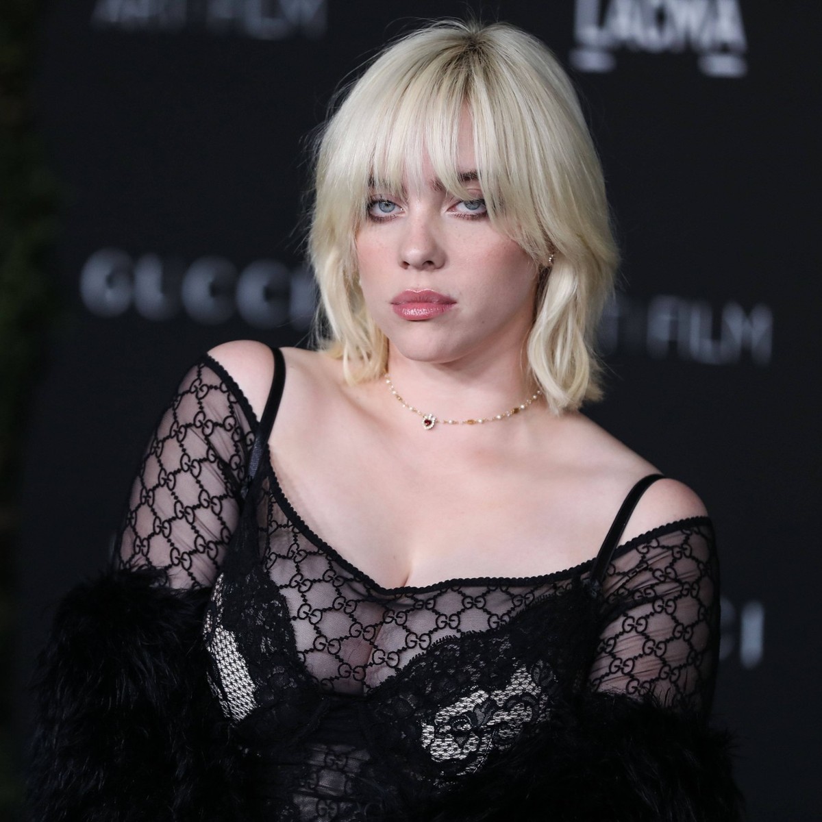 10th Annual LACMA Art Film Gala 2021 Singer Billie Eilish wearing a Gucci outfit arrives at the 10th Annual LACMA Art Film Gala 2021 held at the Los Angeles County Museum of Art on November 6, 2021 in ...