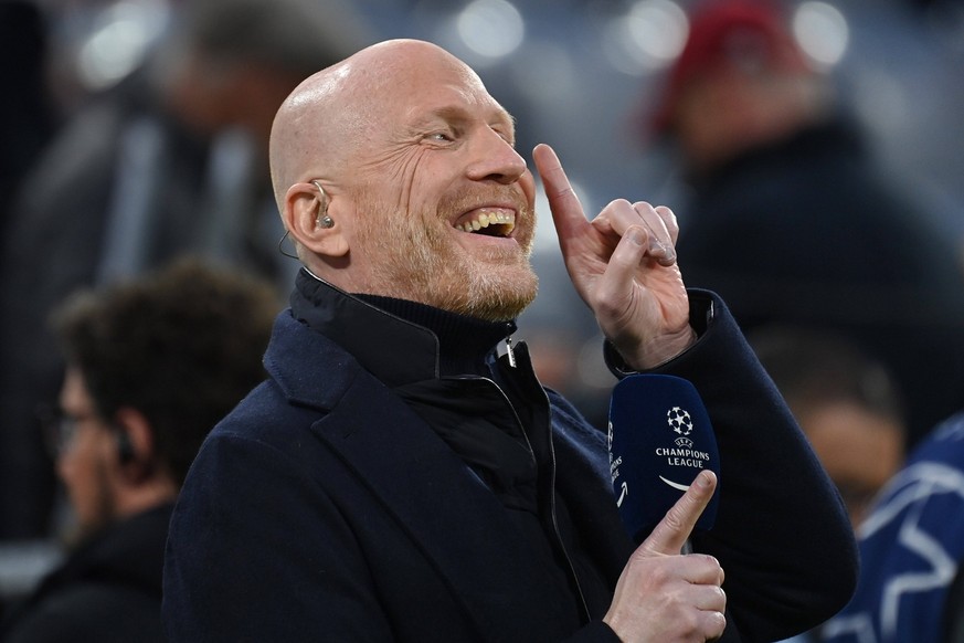 Matthias SAMMER Ex Fussballprofi, Gestik, lacht,lachen,lachend,optimistisch,gutgelaunt, Einzelbild,angeschnittenes Einzelmotiv,Portraet,Portrait,Porträt. Fussball Champions League/ Viertelfinale FC Ba ...