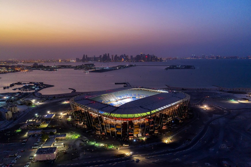 220812 -- DOHA, Aug. 12, 2022 -- Photo taken on Sept. 1, 2021 shows the aerial view of 974 Stadium which will host the 2022 FIFA World Cup, WM, Weltmeisterschaft, Fussball matches in Doha, Qatar. SPQA ...