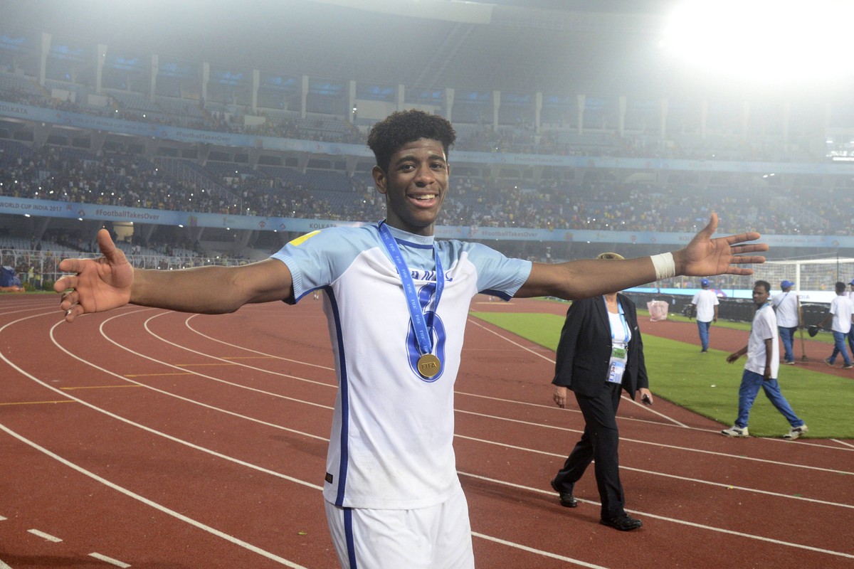 India: England players celebrate their win England Jonathan Panzo celebrates their wining of the FIFA U 17 World Cup India 2017 in Kolkata. England wins FIFA U 17 World Cup India 2017 on October 28, 2 ...