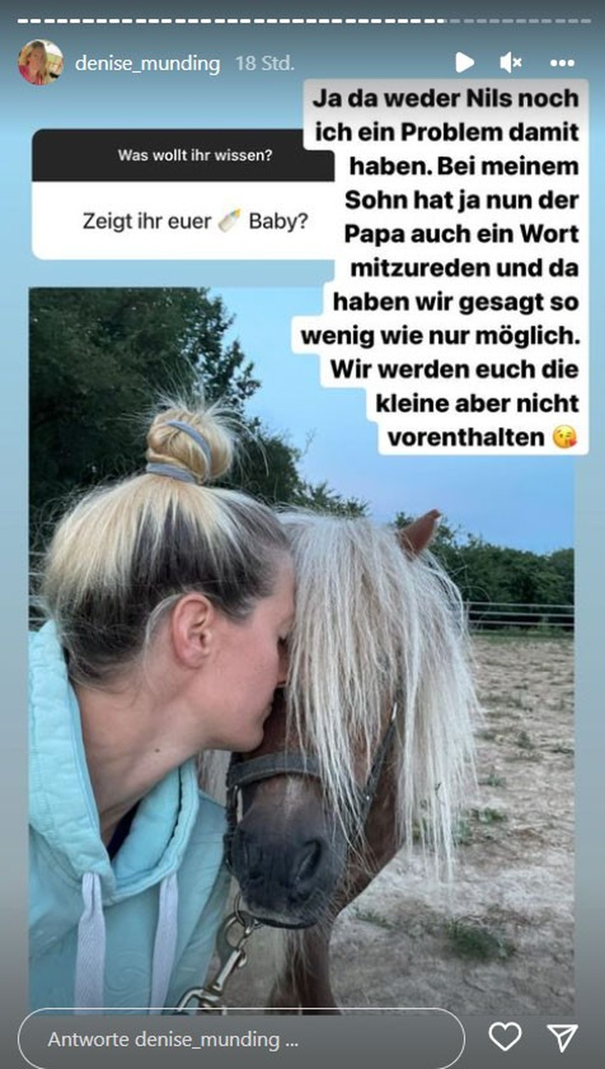 Denise Munding wird ihre Tochter wohl bei Social Media zeigen.