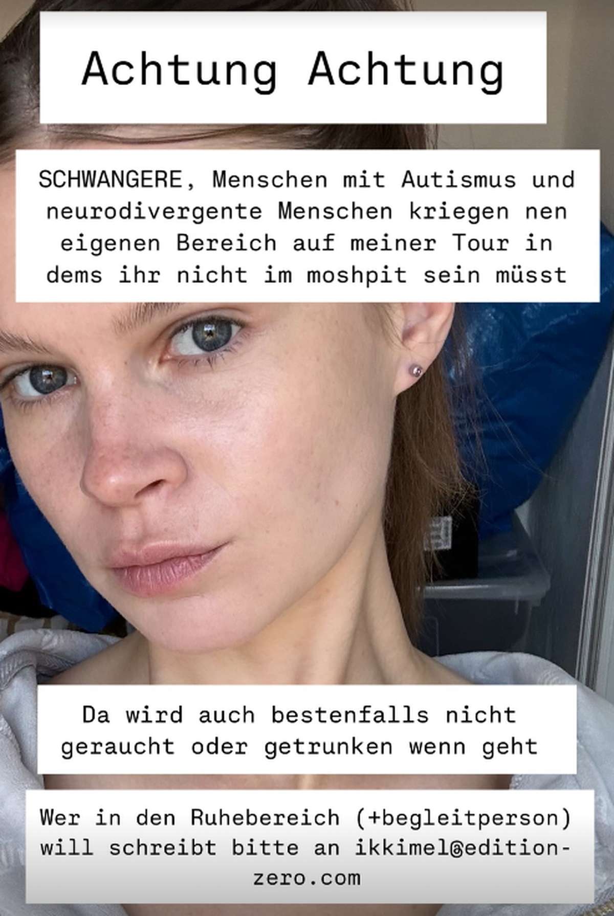 Dieses Angebot an Teilnehmer ihres Konzerts postete Ikkimel in ihrer Instagram-Story.