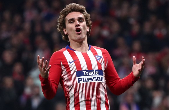 Soccer Football - Champions League - Round of 16 First Leg - Atletico Madrid v Juventus - Wanda Metropolitano, Madrid, Spain - February 20, 2019 Atletico Madrid's Antoine Griezmann reacts to a missed ...