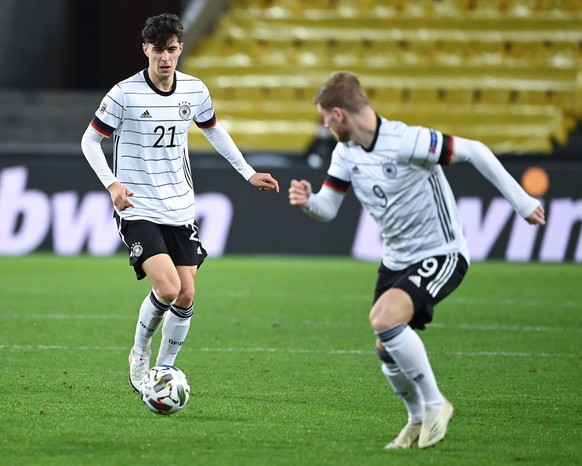 Kai Havertz (Deutschland) und Timo Werner (Deutschland). GES/ Fussball/ UEFA Nations League: Deutschland - Schweiz, 13.10.2020 Football / Soccer: UEFA Nations League: Germany vs. Switzerland, Cologne, ...