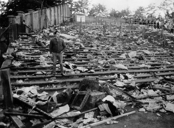 Die Trümmer der Heysel-Tragödie – 39 Menschen kamen hier ums Leben. 