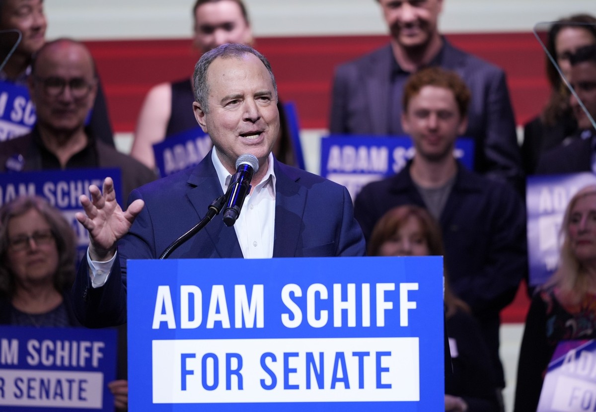 U.S. Rep. Adam Schiff, D-Calif., a U.S. Senate candidate, speaks at an election night party, Tuesday, March 5, 2024, in Los Angeles. (AP Photo/Jae C. Hong)