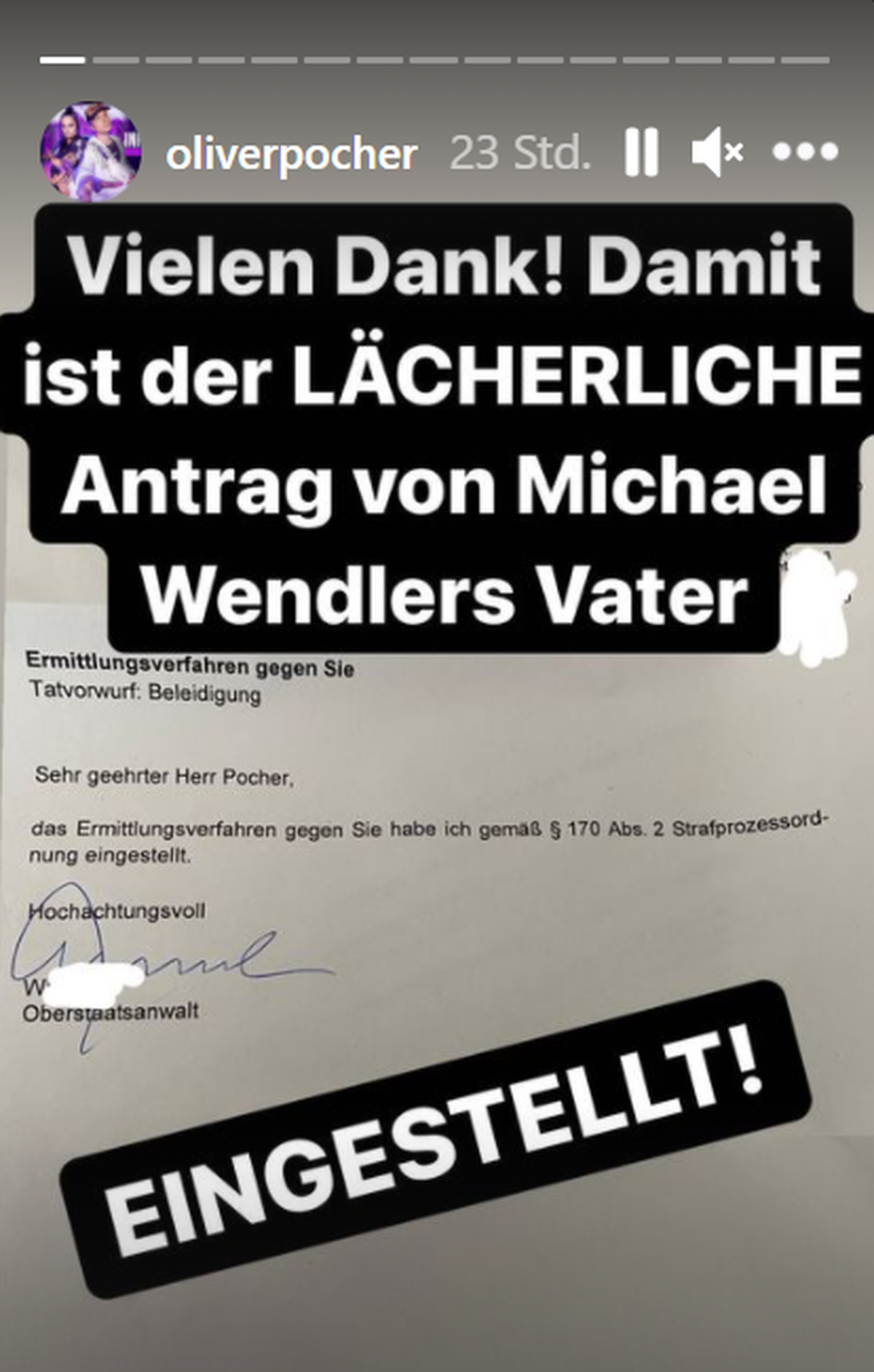 Dieses Bild veröffentlichte Oliver Pocher auf Instagram.
