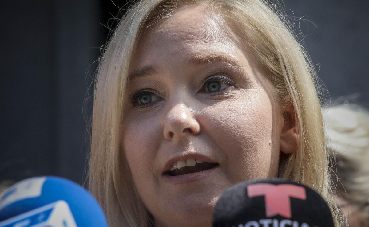 FILE - In this Aug. 27, 2019, file photo, Virginia Roberts Giuffre, a sexual assault victim, speaks in New York. Newly unsealed court documents provide a fresh glimpse into a fierce civil court fight  ...