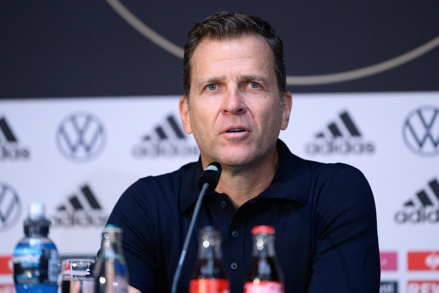 Oliver Bierhoff. GES/ Fussball/ Pressekonferenz der deutschen Fussball-Nationalmannschaft in Hamburg, 06.10.2021 Football / Soccer: Press conference of the German national team in Hamburg, October 6,  ...