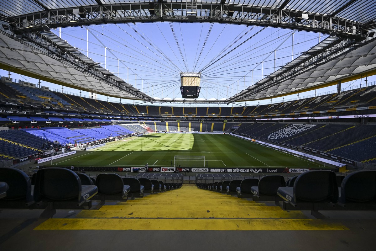 Fussball 1.Bundesliga, Eintracht Frankfurt - Borussia Moenchengladbach 16.05.2020, xjhx, Fussball 1.Bundesliga, 26.Spieltag, Eintracht Frankfurt - Borussia Moenchengladbach emspor, v.l. Stadionansicht ...