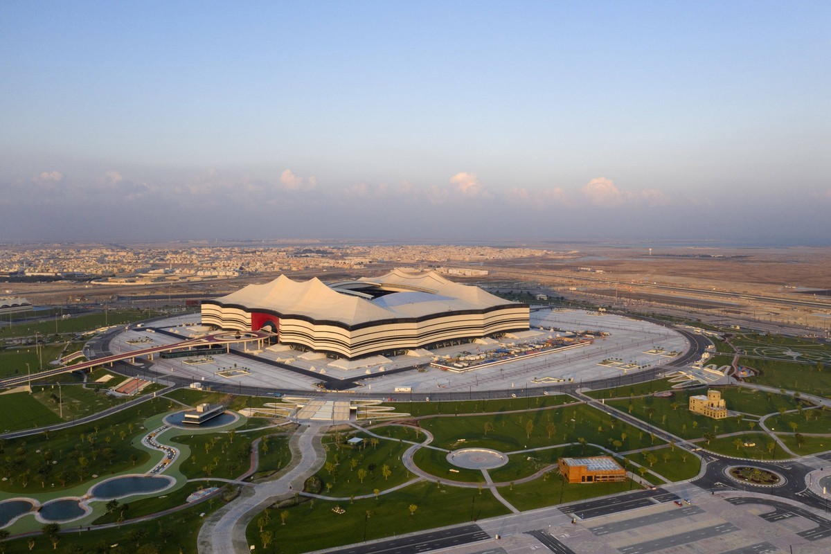 19.12.2019, Vorschau zur Fussball Weltmeisterschaft 2022 in Katar, VAE. Al Bayt Stadium in Al Khor - FIFA World Cup, WM, Weltmeisterschaft, Fussball Stadium Katar, Es bietet Platz für 60.000 Zuschauer ...
