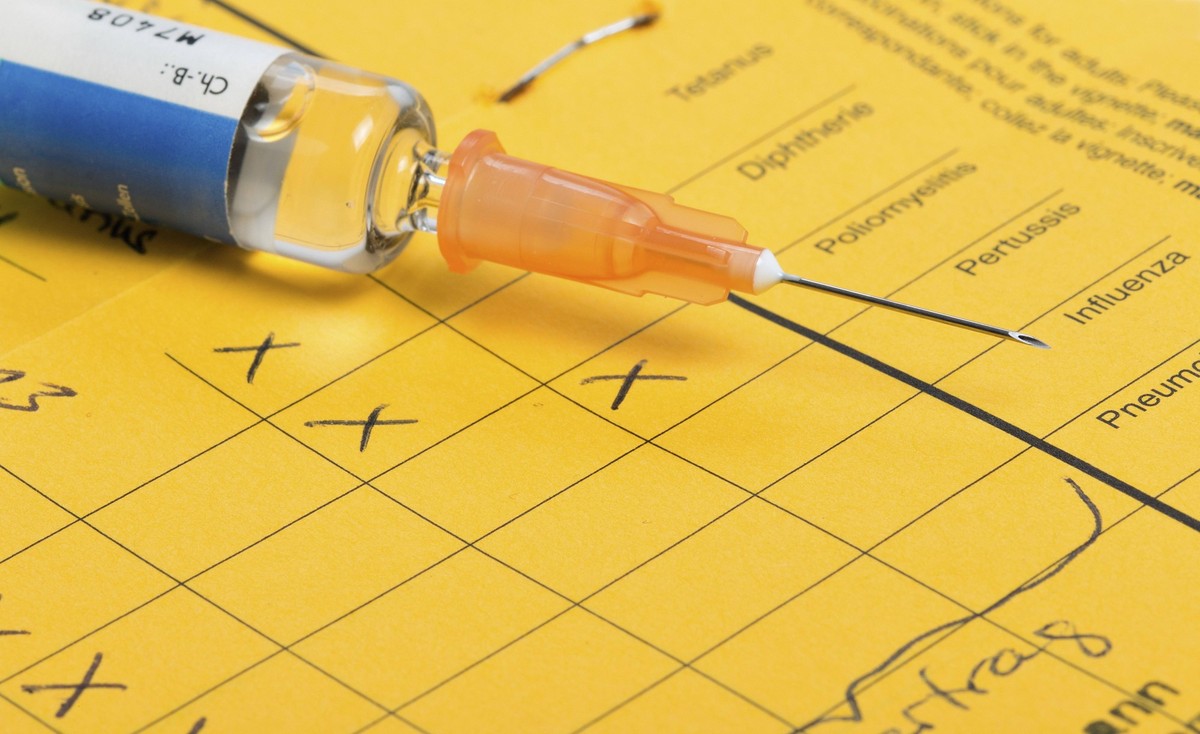 Spritze mit Impfstoff auf internationaler Impfbescheinigung Syringe with vaccine on international vaccination certificate Copyright: imageBROKER/HenrikxDolle ibxiqx11514367.jpg Bitte beachten Sie die  ...