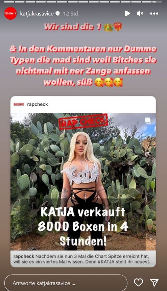 Katja Krasavice gibt eine deutliche Antwort.