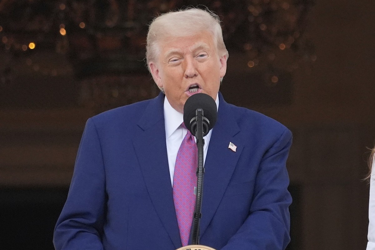 12.06.2025, USA, Washington: US-Präsident Donald Trump spricht während des Kongress-Picknicks auf dem South Lawn des Weißen Hauses. Foto: Alex Brandon/AP/dpa +++ dpa-Bildfunk +++