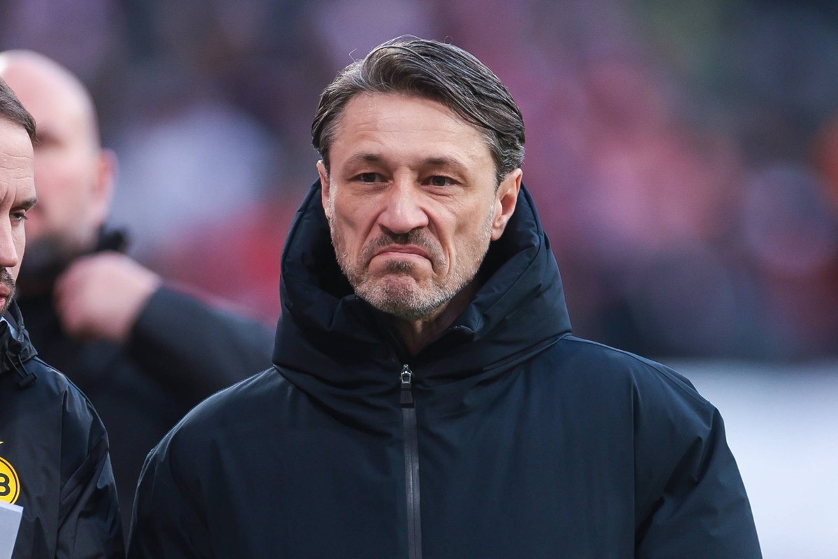 15.03.2025, 1. Bundesliga, 26. Spieltag, RB Leipzig - Borussia Dortmund, Trainer Niko Kovac Borussia Dortmund verzieht das Gesicht, Leipzig Red Bull Arena Sachsen Deutschland xRHR-FOTO/DEx *** 15 03 2 ...