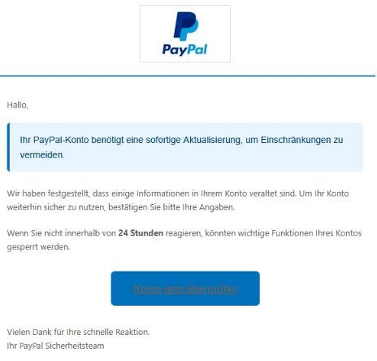Verbraucherzentrale Paypal Betrug Phishing E-Mail
