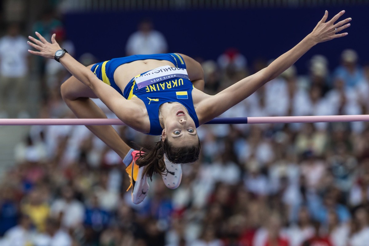 Olympische Spiele Leichtathletik Paris 02.08.2024 Yaroslava MAHUCHIKH of Ukraine, Women s High Jump qualification, at the Olympic Games, Olympische Spiele, Olympia, OS Paris 02.08.2024. *** Olympic Ga ...