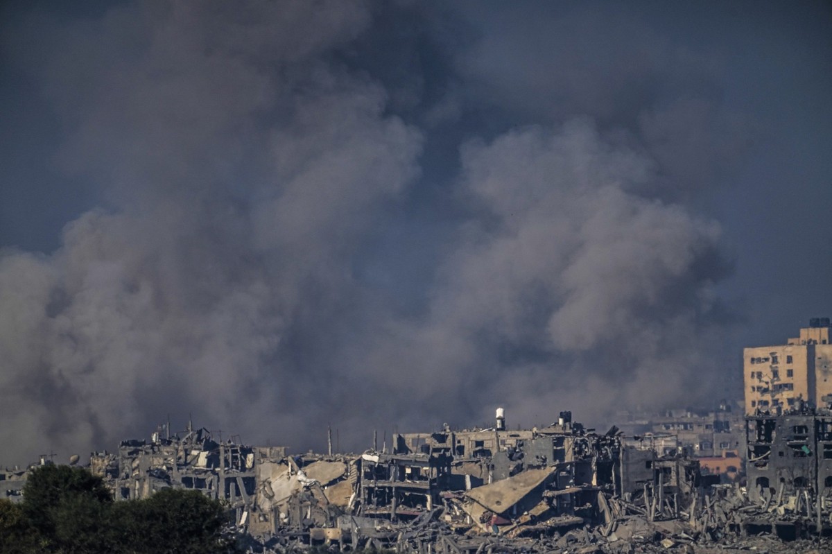 Smoke rises after an Israeli strike on the Gaza Strip on Saturday, Nov. 18, 2023. (AP Photo/Ariel Schalit)
