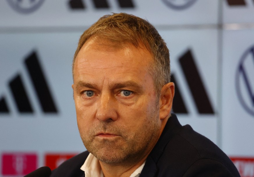 Soccer Football - 2022 World Cup - Germany squad announcement - DFB Campus, Frankfurt, Germany - November 10, 2022 Germany coach Hansi Flick during the announcement REUTERS/Kai Pfaffenbach