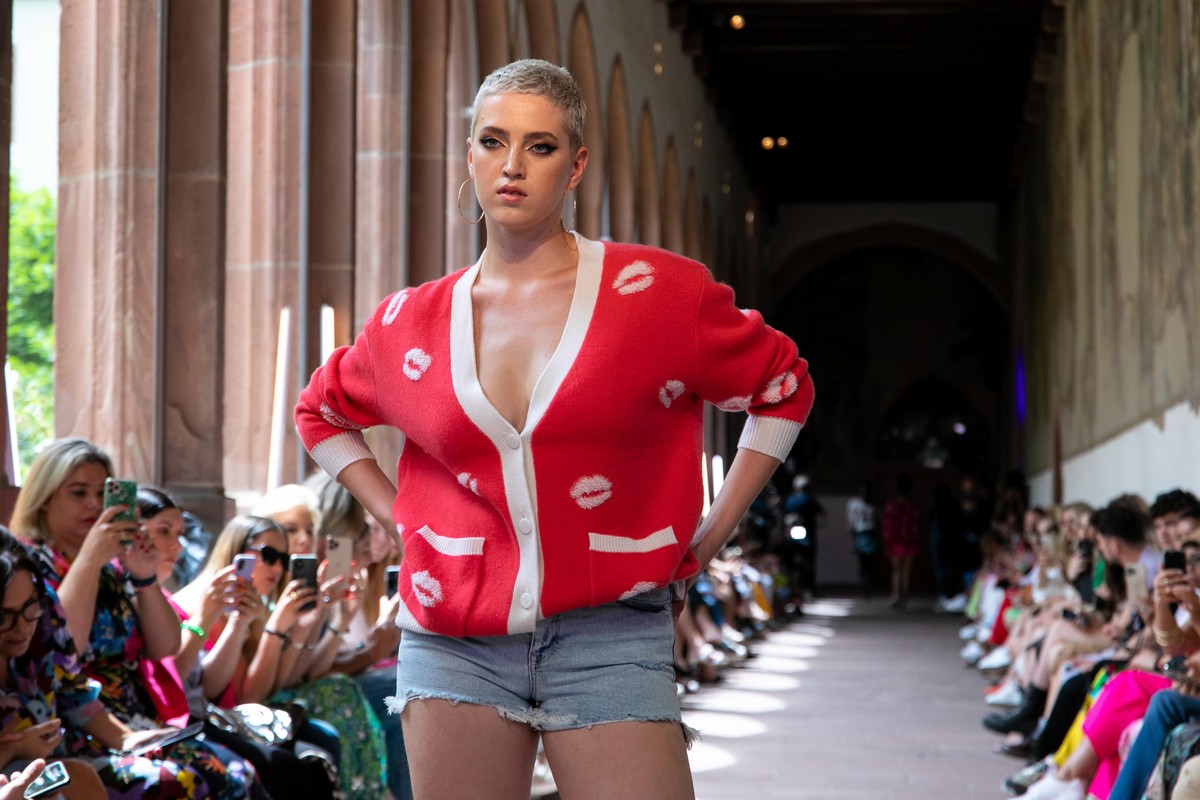 FRANKFURT AM MAIN, GERMANY - JUNE 21: Lou-Anne Gleissenebner-Teskey walks the runway at the Konstanze Maager Presents Cashmere Victim & Candygarden Fashion Show as part of the Frankfurt Fashion We ...