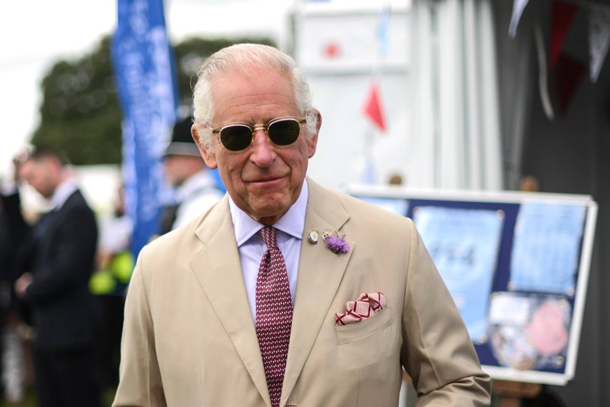 Britain s King Charles III reacts during a visit of the Sandringham Flower Show, in Sandrigham, north west England, on July 26, 2023., Credit:DANIEL LEAL / Avalon United Kingdom, Norfolk, Sandringham  ...