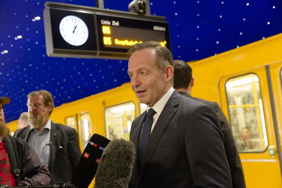 Launch of the Deutschland-Ticket 2023-05-01 - Germany, Berlin - Volker Wissing FDP, Federal Minister of Transport and Digital Affairs, comments on the launch of the Deutschland-Ticket at the Museumsi underground station ...