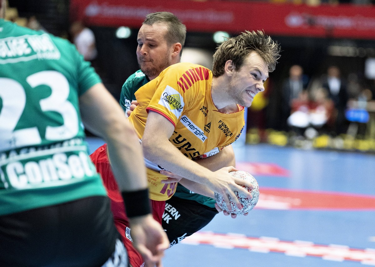 GOG Haandbolds Mathias Gidsel i placeringskampen i Santander Cup mellem GOG og Skjern Haandbold i Jyske Bank Boxen i Herning, soendag den 20. juni 2021. , Herning Jylland Denmark *** GOG Haandbolds Ma ...