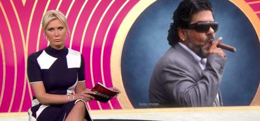 Wen zeigt das Bild in der TV-Sendung "Brisant"? – Diego Maradona ist es nicht.