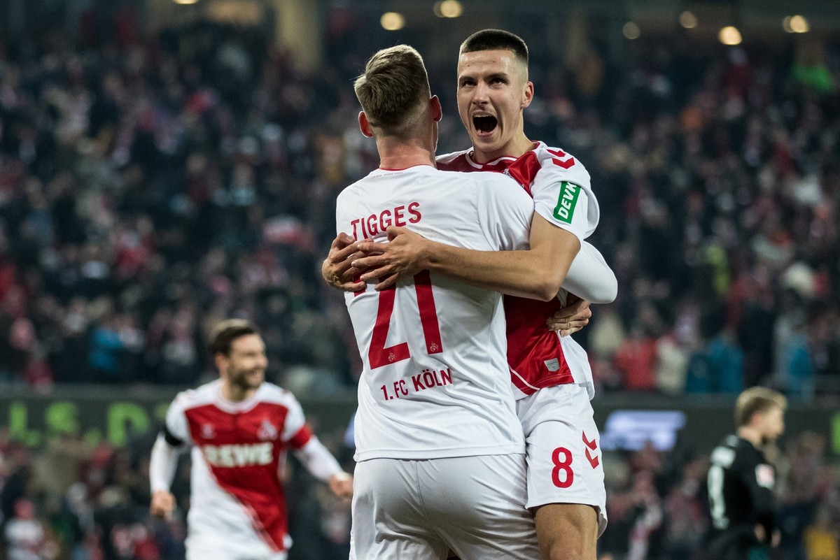 1. Fussball Bundesliga 1. FC Koeln - SV Werder Bremen 21.01.2023 Jubel zum 5:0 durch Denis Huseinbasic 1. FC Koeln, 8 1. Fussball Bundesliga, 1. FC Koeln - SV Werder Bremen, Koeln, Rheinenergiestadion ...