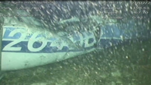 The wreckage of the missing aircraft carrying soccer player Emiliano Sala is seen on the seabed near Guernsey, in this still image taken from video taken February 3, 2019. AAIB/ via REUTERS TV ATTENTI ...