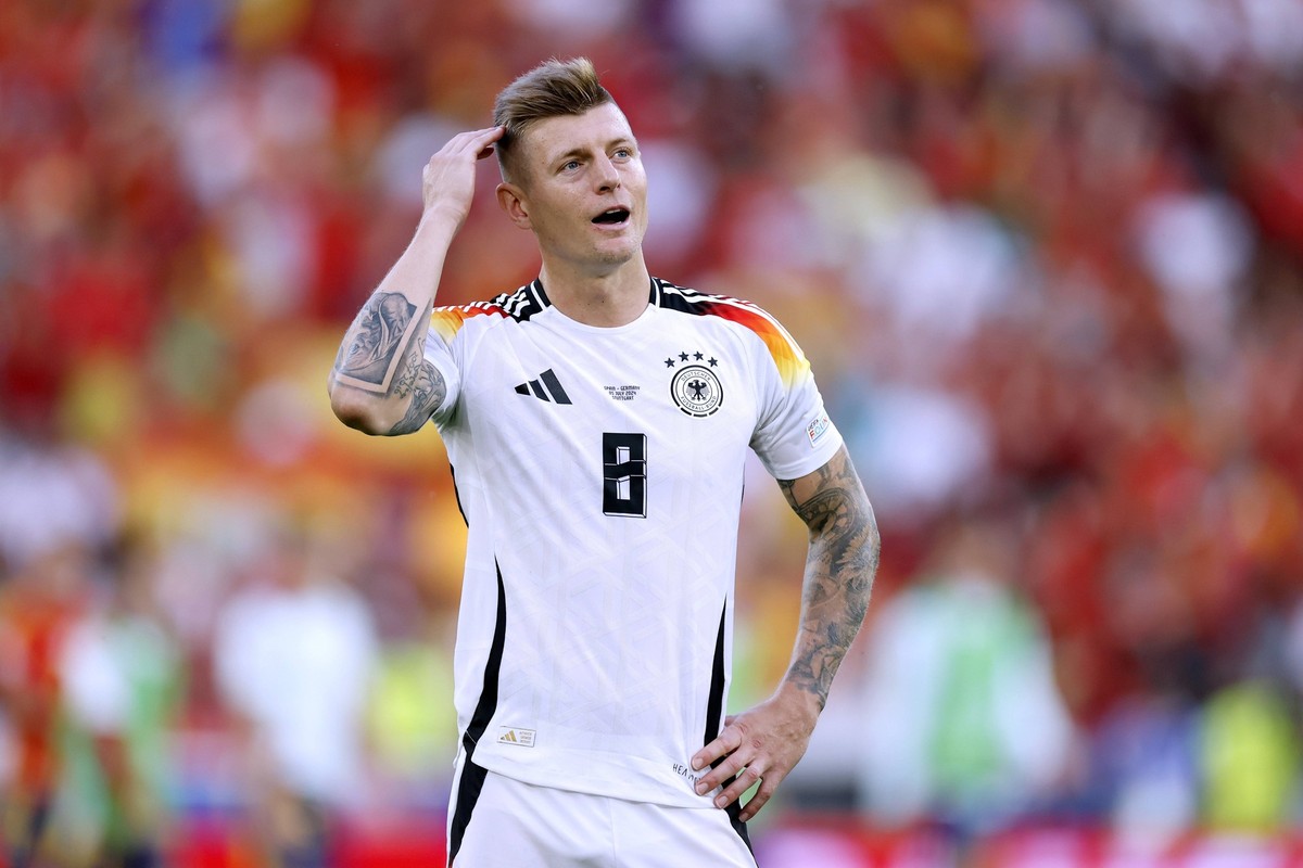 KROOS Toni Team Deutschland UEFA Fussball EURO 2024 in Deutschland Viertelfinale Spanien - Deutschland 2 : 1 am 05.07.2024 in Stuttgart DFL REGULATIONS PROHIBIT ANY USE OF PHOTOGRAPHS as IMAGE SEQUENC ...