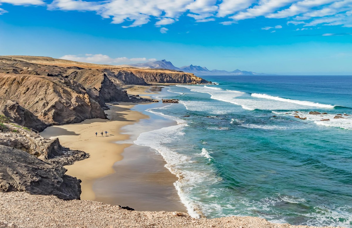 playa, del, viejo, rey, strand, fuerteventura, kanarische, inseln, kanaren, atlantic, atlantischer, ozean, basalt, blau, canarias, fels, hiking, himmel, klippen, küste, landschaft,