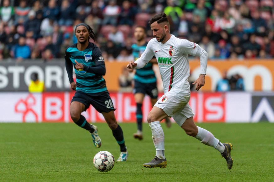 Augsburg, Deutschland 11.05.2019, 1. Bundesliga, 33. Spieltag, FC Augsburg - Hertha BSC Berlin, Marco Richter (FCA) in Aktion ( DeFodi527 *** Augsburg Germany 11 05 2019 1 Bundesliga 33 Matchday FC Au ...