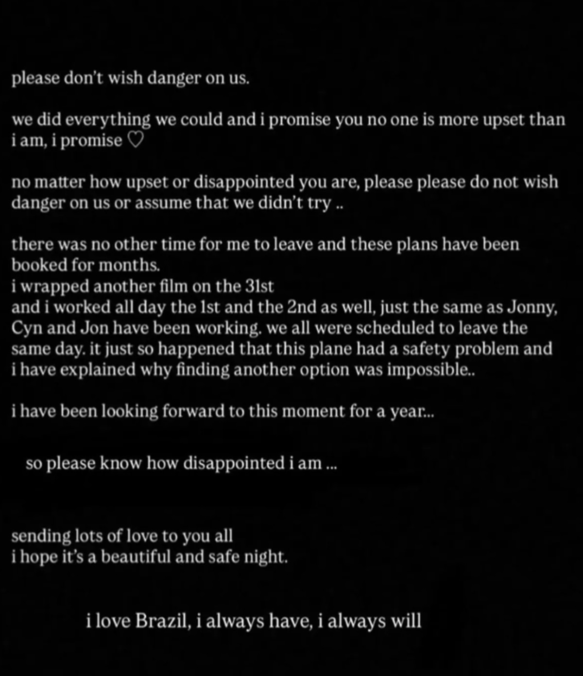 Ariana Grandes Nachricht an ihre Fans.